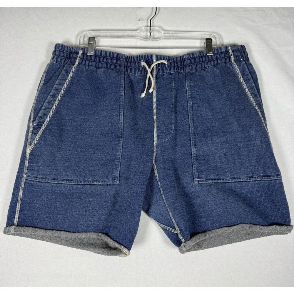 Wallace & Barnes Shorts Men's XL Indigo Dye Fleece Lined Cuffed Beachy Camping - Picture 1 of 7